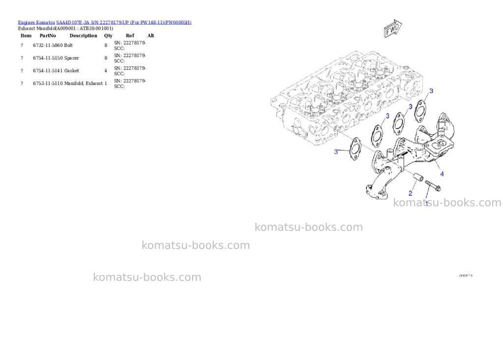 Komatsu saa4d107e-3a s/n 22278179-up for pw148-11 Parts catalog cover Page 8