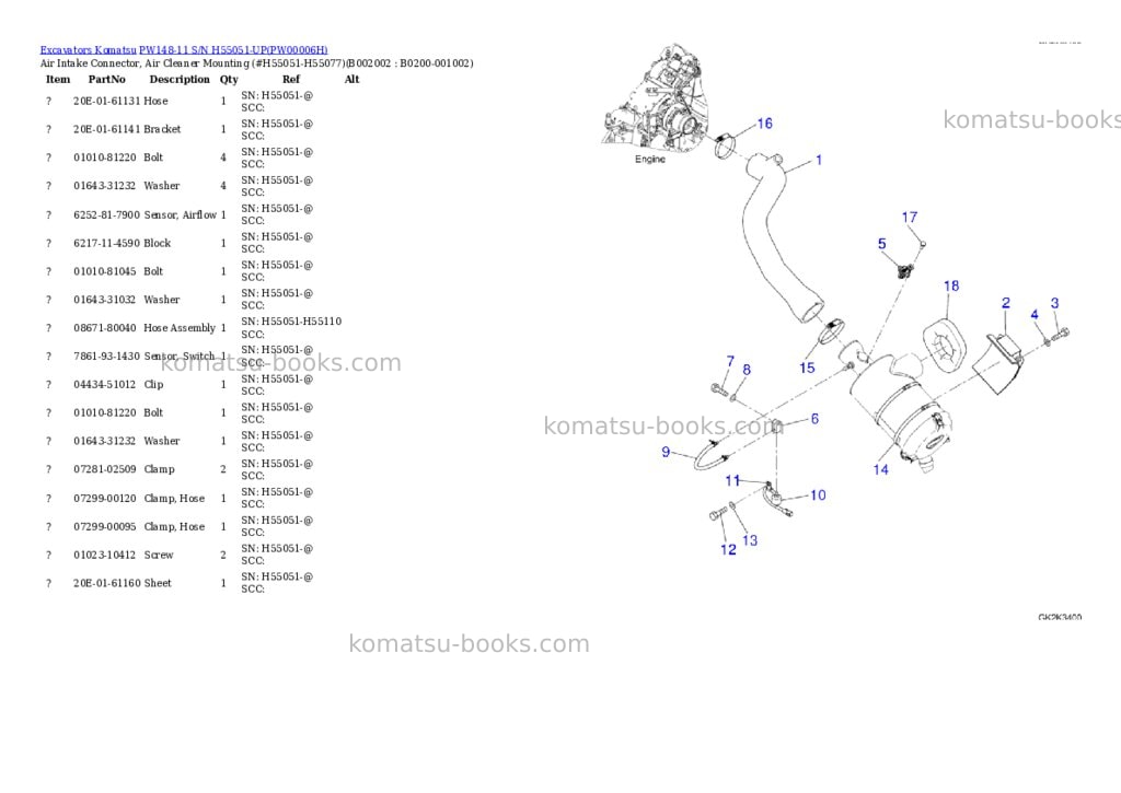 Komatsu pw148-11 s/n h55051-up Parts catalog cover Page 2