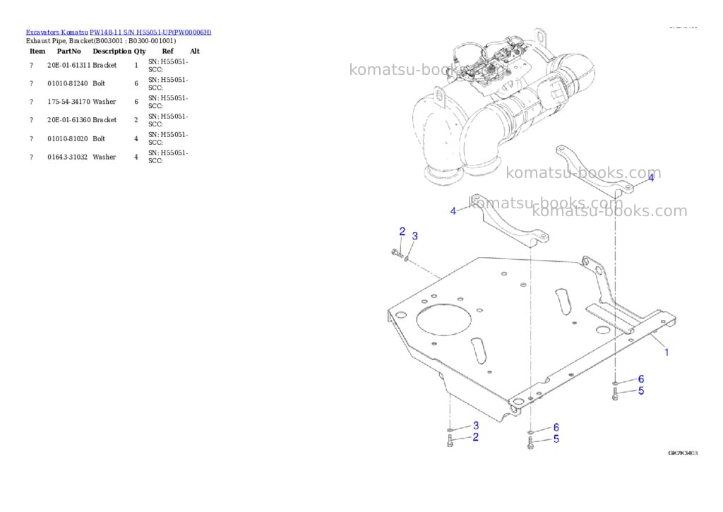 Komatsu pw148-11 s/n h55051-up Parts catalog cover Page 6