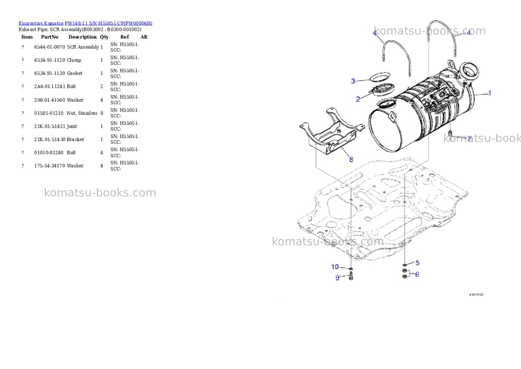 Komatsu pw148-11 s/n h55051-up Parts catalog cover Page 7