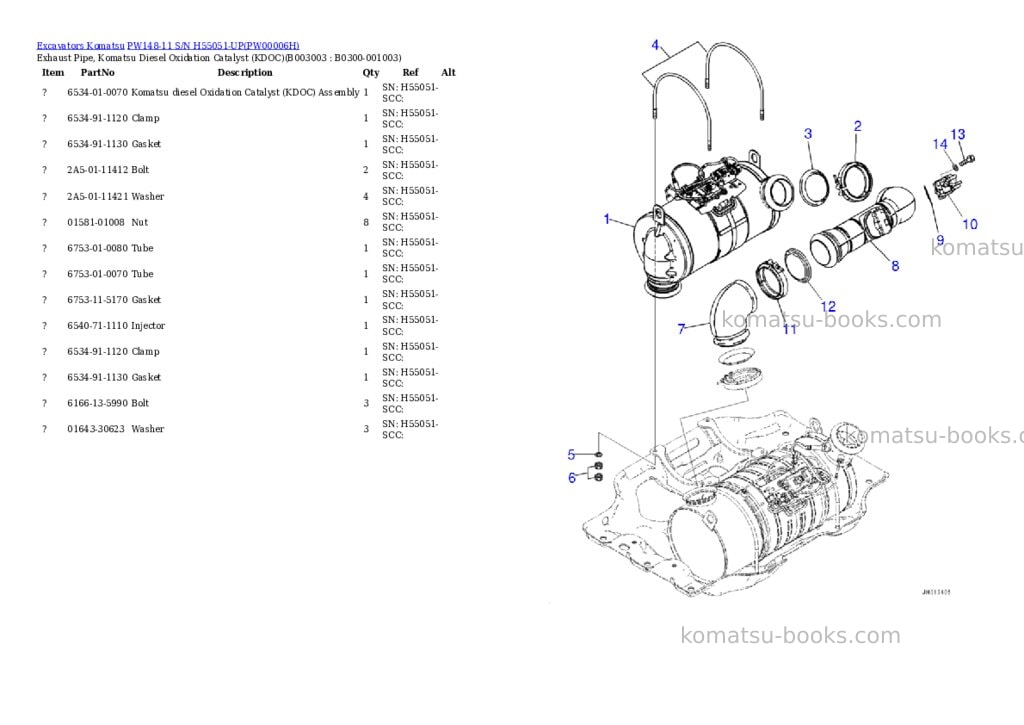 Komatsu pw148-11 s/n h55051-up Parts catalog cover Page 8