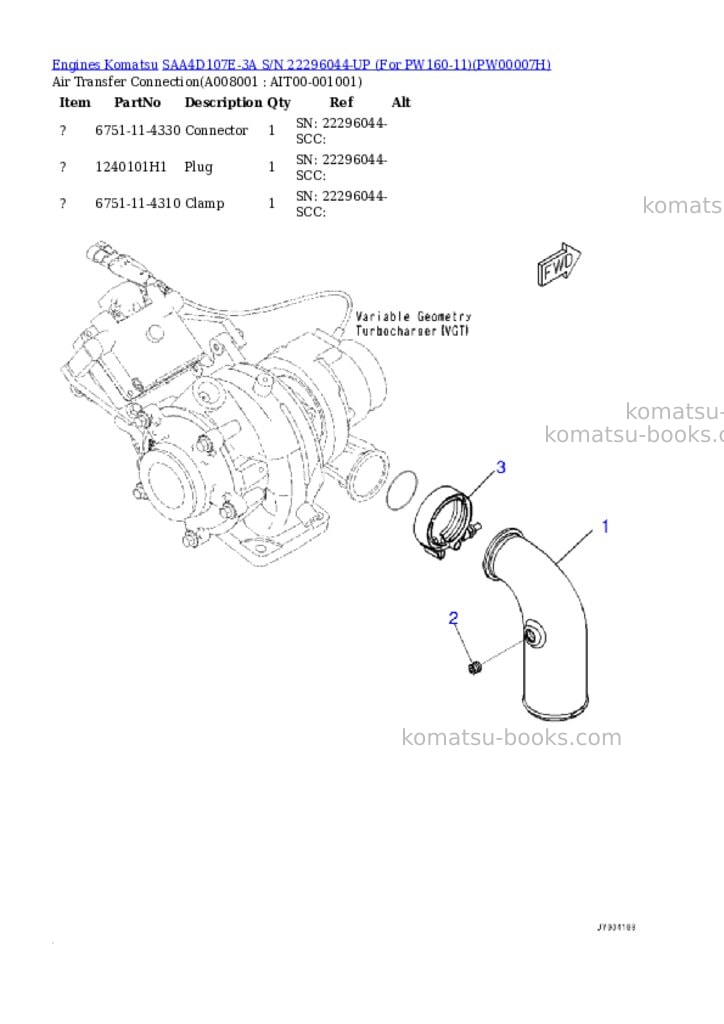 Komatsu saa4d107e-3a s/n 22296044-up for pw160-11 Parts catalog cover Page 4