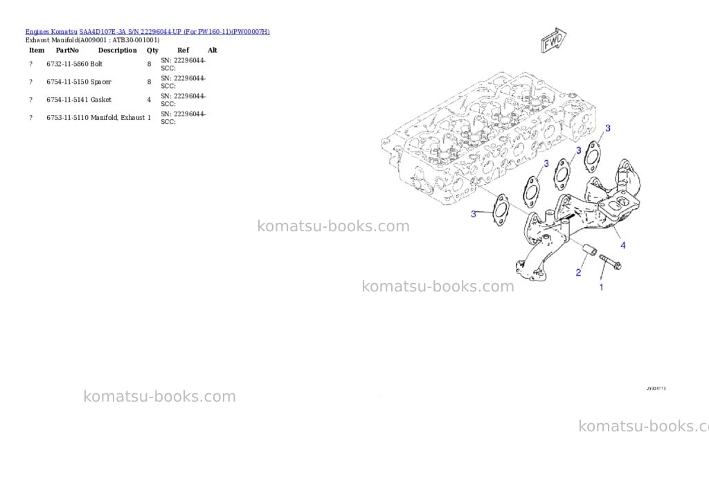 Komatsu saa4d107e-3a s/n 22296044-up for pw160-11 Parts catalog cover Page 5