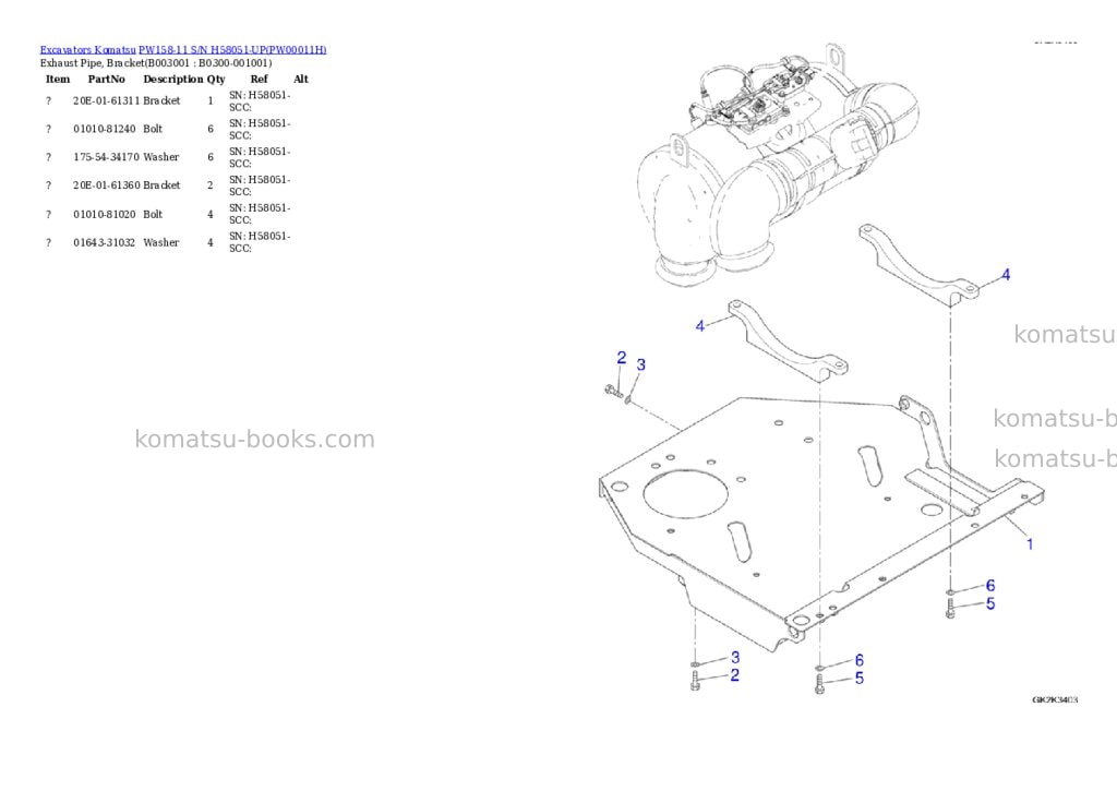 Komatsu PW158-11 S/N H58051-UP Parts catalog cover Page 5 Komatsu PW158-11 S/N H58051-UP Parts catalog cover Page 5