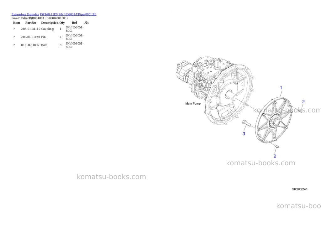 Komatsu PW148-11E0 S/N H56051-UP Parts catalog cover Page 8 Komatsu PW148-11E0 S/N H56051-UP Parts catalog cover Page 8