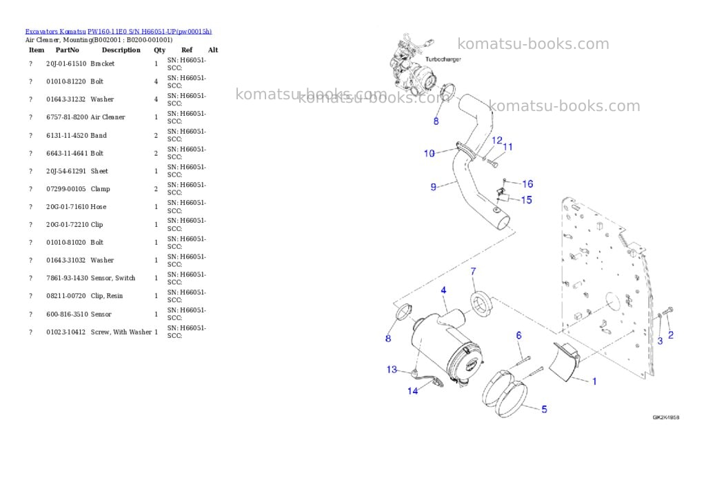 Komatsu PW160-11E0 S/N H66051-UP Parts catalog cover Komatsu PW160-11E0 S/N H66051-UP Parts catalog cover