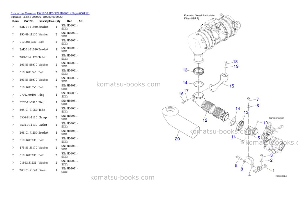 Komatsu PW160-11E0 S/N H66051-UP Parts catalog cover Page 7 Komatsu PW160-11E0 S/N H66051-UP Parts catalog cover Page 7