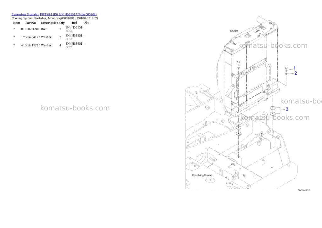 Komatsu PW158-11E0 S/N H58551-UP Parts catalog cover Page 10