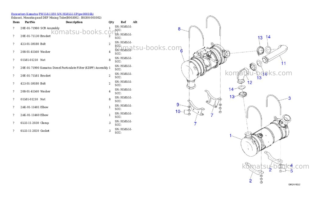 Komatsu PW158-11E0 S/N H58551-UP Parts catalog cover Page 3