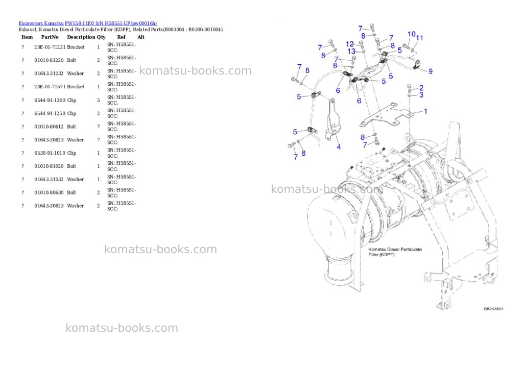 Komatsu PW158-11E0 S/N H58551-UP Parts catalog cover Page 5