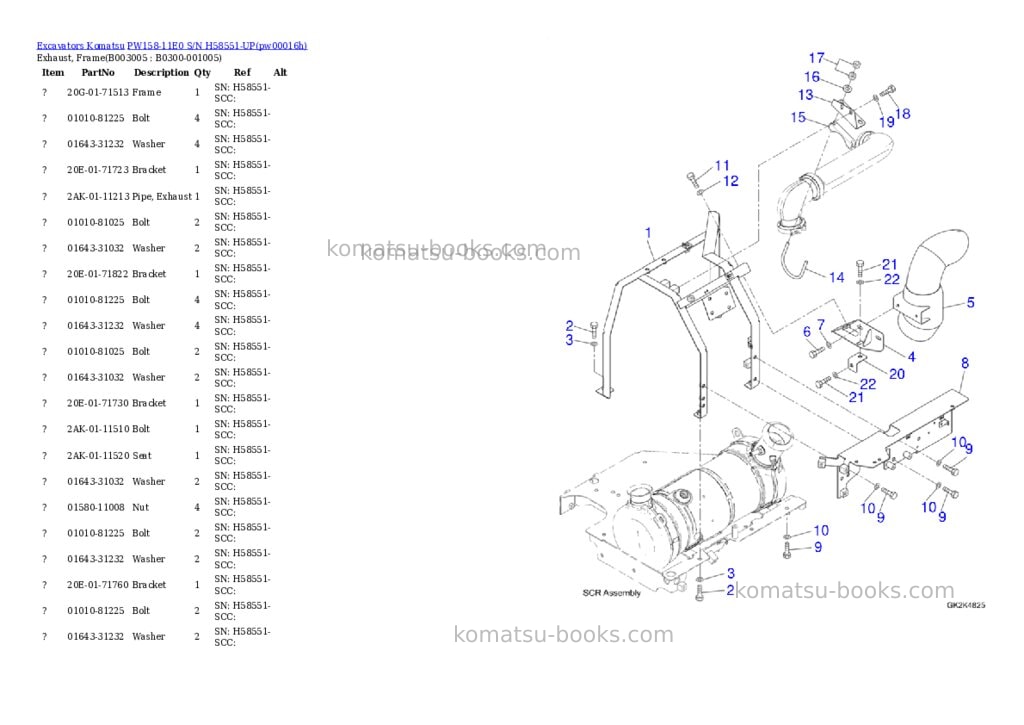 Komatsu PW158-11E0 S/N H58551-UP Parts catalog cover Page 6