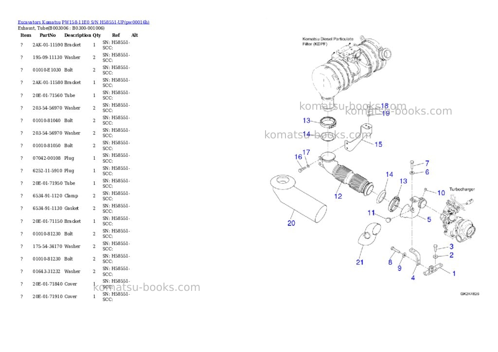 Komatsu PW158-11E0 S/N H58551-UP Parts catalog cover Page 7