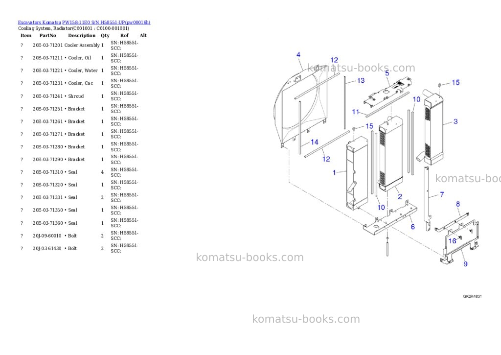 Komatsu PW158-11E0 S/N H58551-UP Parts catalog cover Page 9