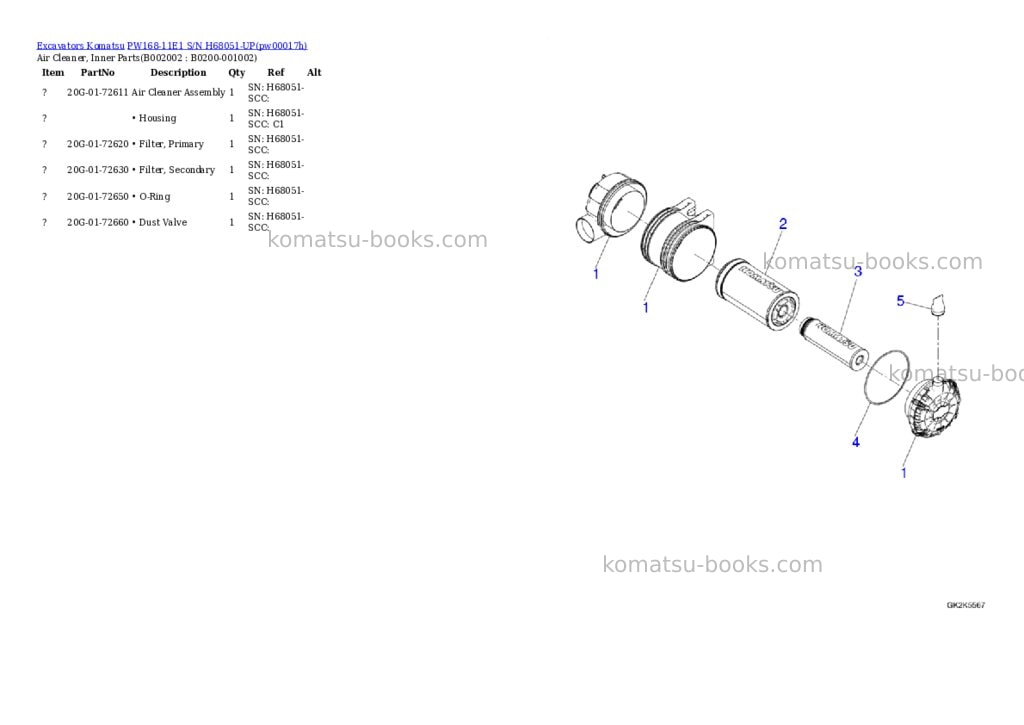 Komatsu PW168-11E1 S/N H68051-UP Parts catalog cover Page 2 Komatsu PW168-11E1 S/N H68051-UP Parts catalog cover Page 2