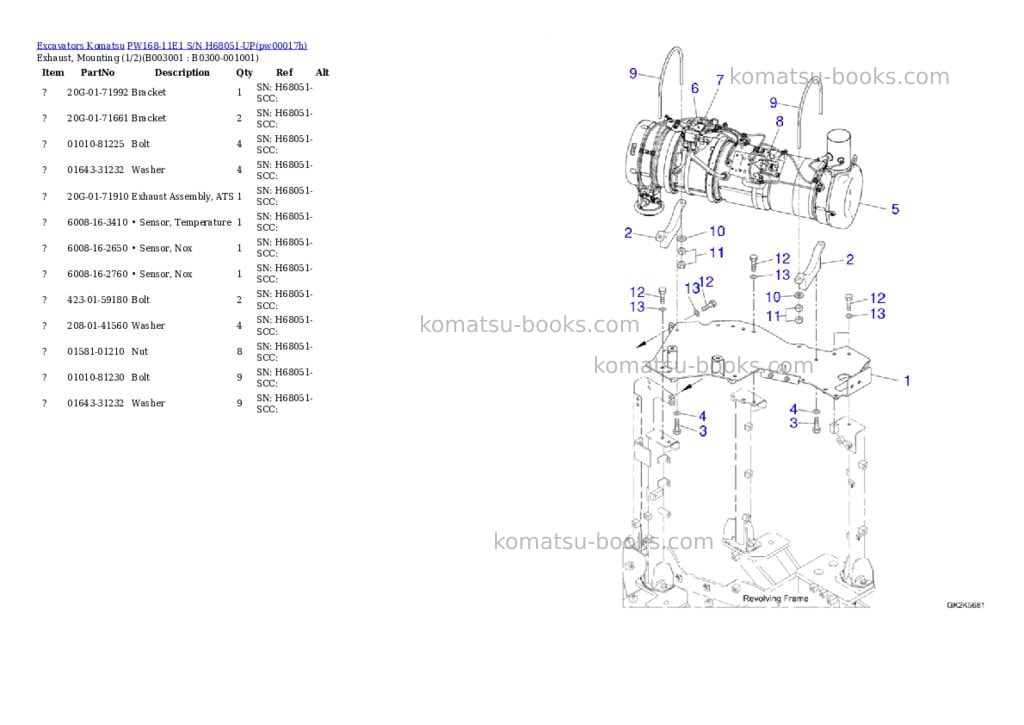 Komatsu PW168-11E1 S/N H68051-UP Parts catalog cover Page 3 Komatsu PW168-11E1 S/N H68051-UP Parts catalog cover Page 3