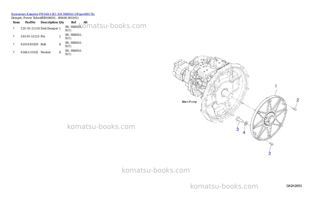 Komatsu PW168-11E1 S/N H68051-UP Parts catalog cover Page 6 Komatsu PW168-11E1 S/N H68051-UP Parts catalog cover Page 6