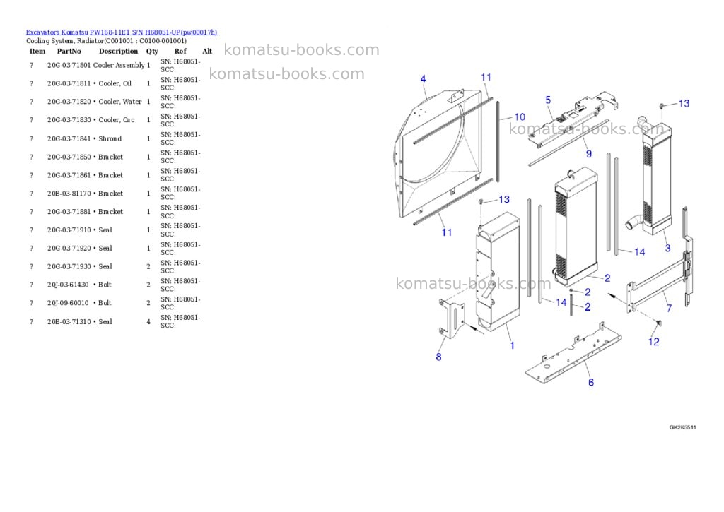 Komatsu PW168-11E1 S/N H68051-UP Parts catalog cover Page 7 Komatsu PW168-11E1 S/N H68051-UP Parts catalog cover Page 7