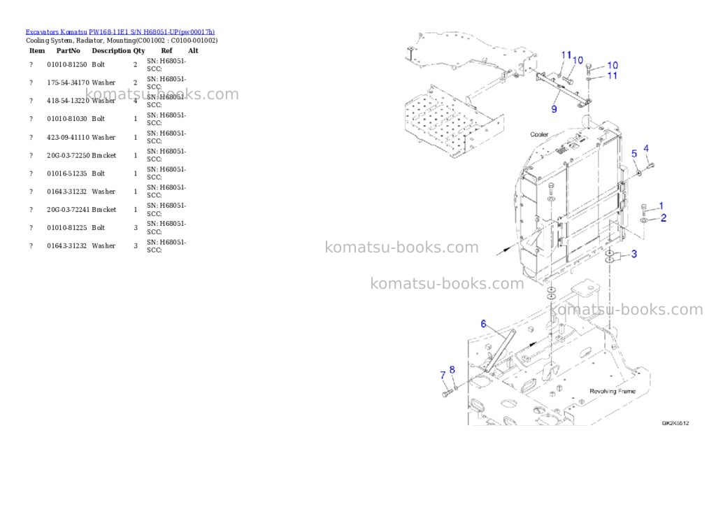 Komatsu PW168-11E1 S/N H68051-UP Parts catalog cover Page 8 Komatsu PW168-11E1 S/N H68051-UP Parts catalog cover Page 8