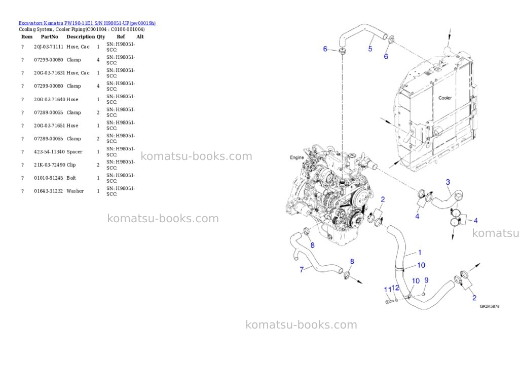 Komatsu PW198-11E1 S/N H98051-UP Parts catalog cover Page 10 Komatsu PW198-11E1 S/N H98051-UP Parts catalog cover Page 10