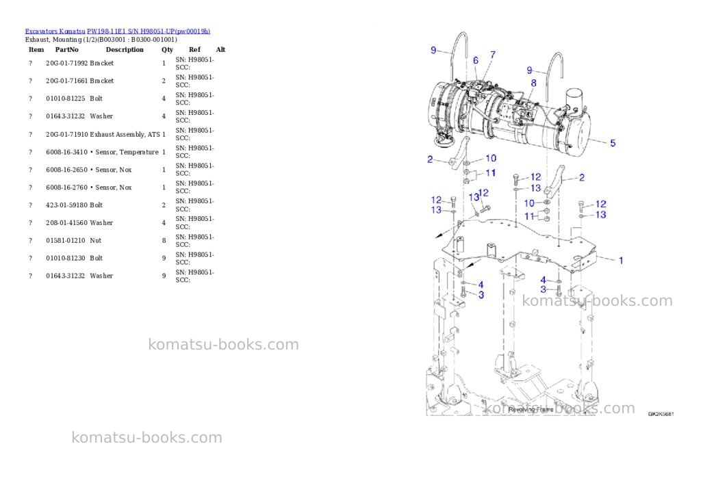 Komatsu PW198-11E1 S/N H98051-UP Parts catalog cover Page 3 Komatsu PW198-11E1 S/N H98051-UP Parts catalog cover Page 3