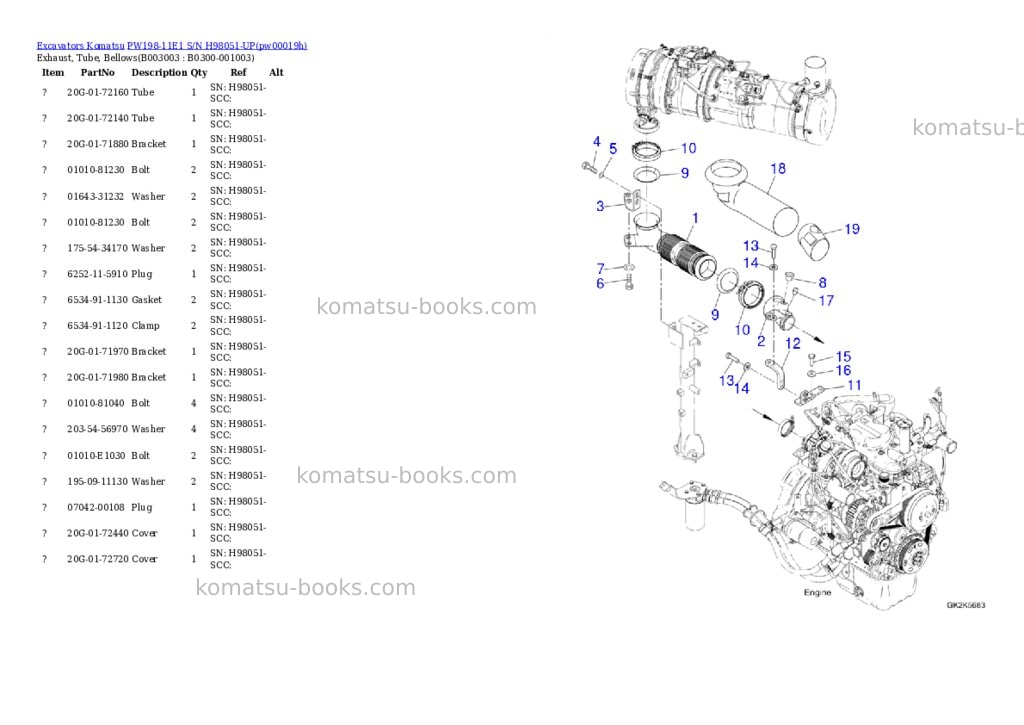 Komatsu PW198-11E1 S/N H98051-UP Parts catalog cover Page 5 Komatsu PW198-11E1 S/N H98051-UP Parts catalog cover Page 5