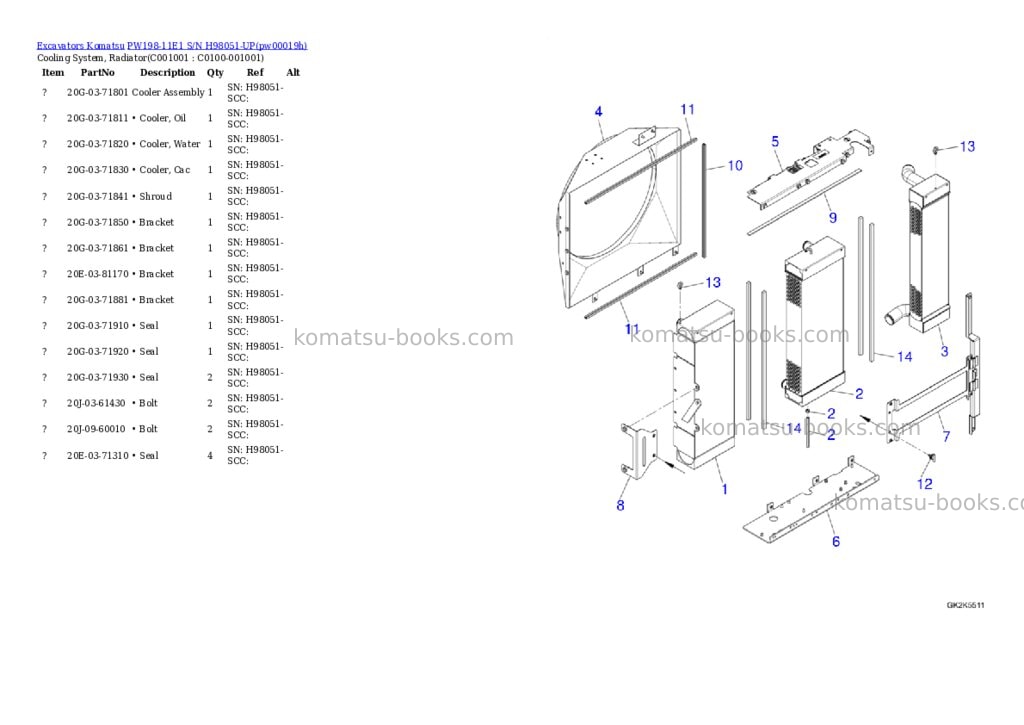 Komatsu PW198-11E1 S/N H98051-UP Parts catalog cover Page 7 Komatsu PW198-11E1 S/N H98051-UP Parts catalog cover Page 7