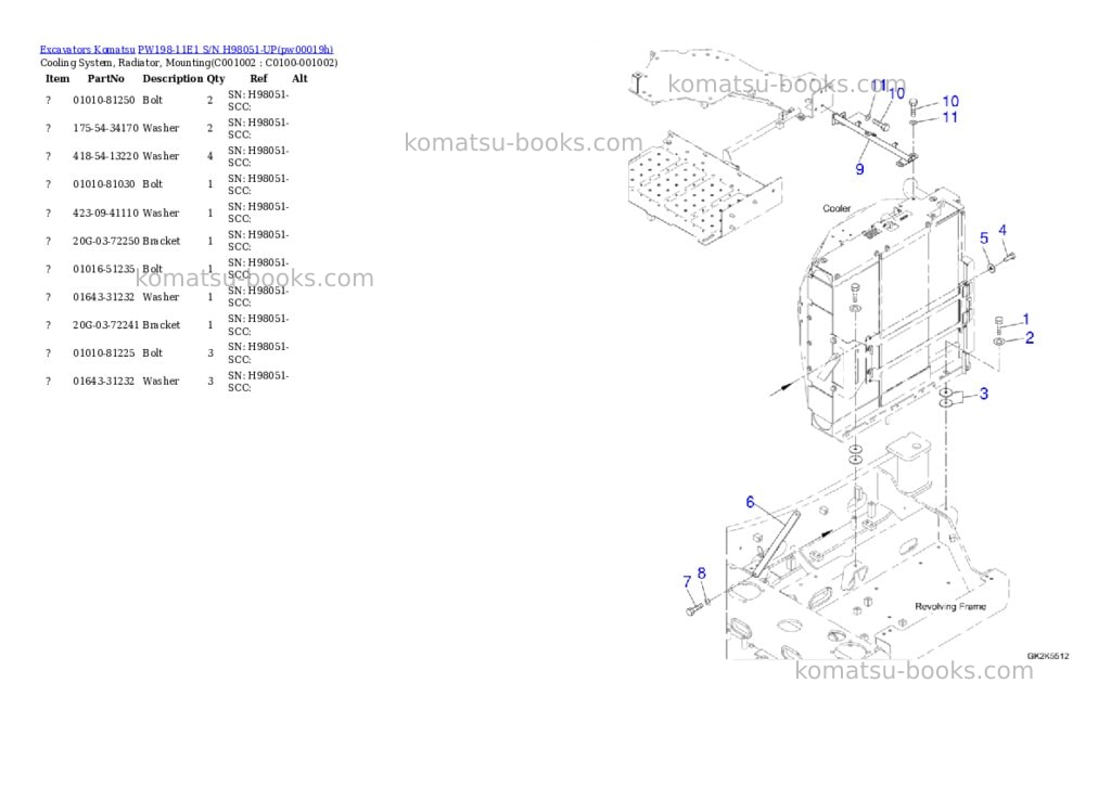 Komatsu PW198-11E1 S/N H98051-UP Parts catalog cover Page 8 Komatsu PW198-11E1 S/N H98051-UP Parts catalog cover Page 8