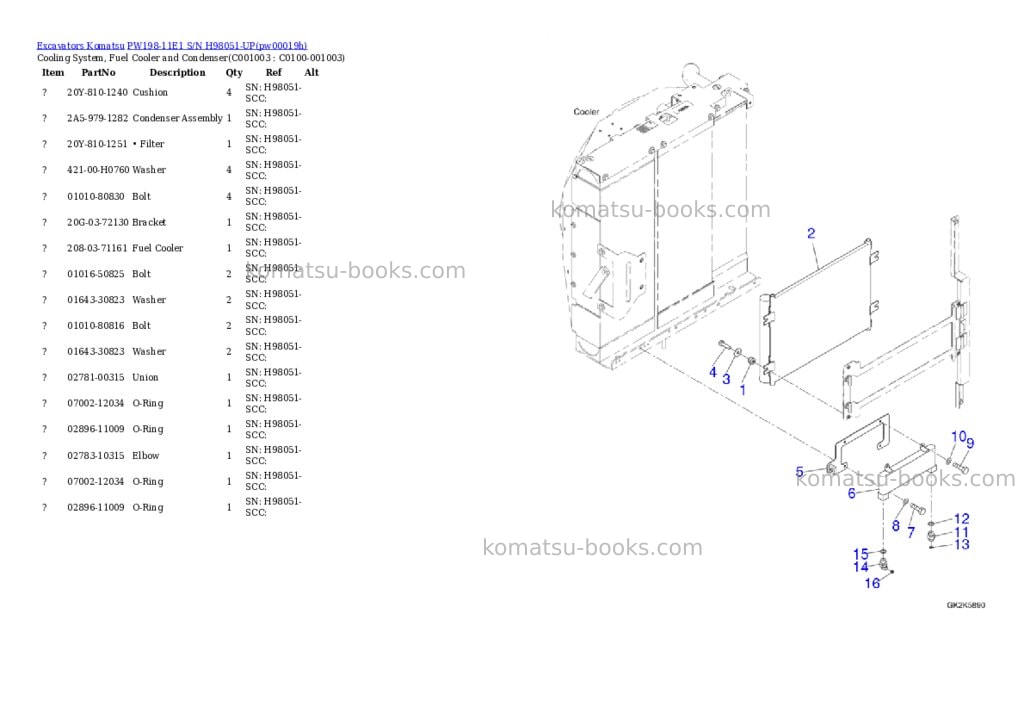 Komatsu PW198-11E1 S/N H98051-UP Parts catalog cover Page 9 Komatsu PW198-11E1 S/N H98051-UP Parts catalog cover Page 9
