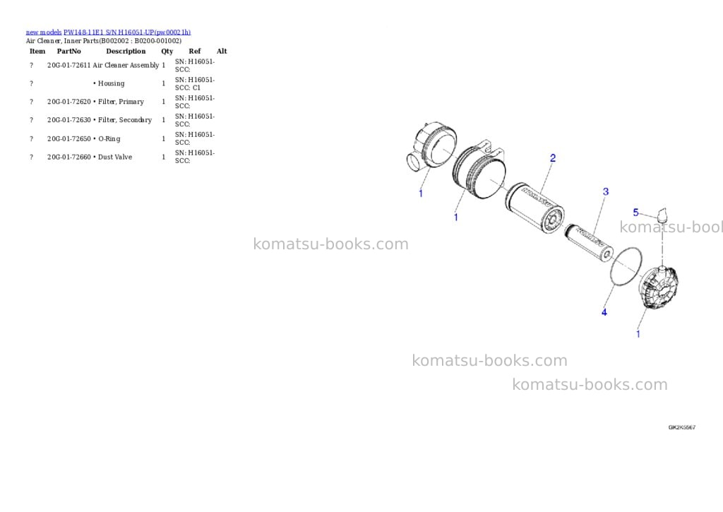 Komatsu PW148-11E1 S/N H16051-UP Parts catalog cover Page 3