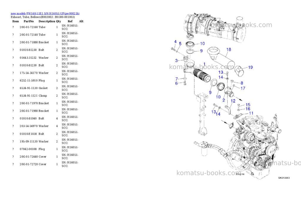 Komatsu PW148-11E1 S/N H16051-UP Parts catalog cover Page 6