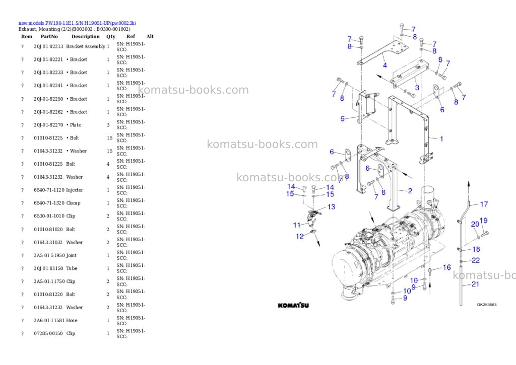 Komatsu PW190-11E1 S/N H19051-UP Parts catalog cover Page 5 Komatsu PW190-11E1 S/N H19051-UP Parts catalog cover Page 5