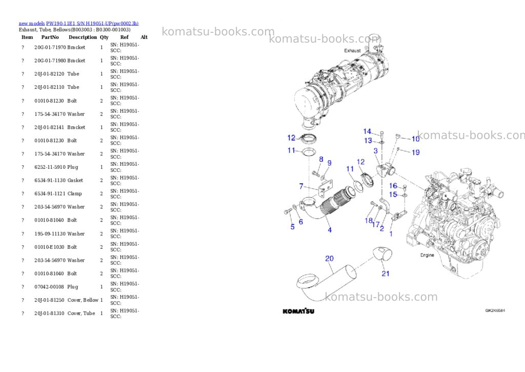 Komatsu PW190-11E1 S/N H19051-UP Parts catalog cover Page 6 Komatsu PW190-11E1 S/N H19051-UP Parts catalog cover Page 6