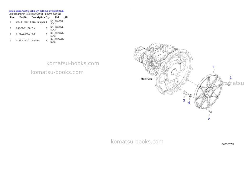 Komatsu PW190-11E1 S/N H19051-UP Parts catalog cover Page 7 Komatsu PW190-11E1 S/N H19051-UP Parts catalog cover Page 7
