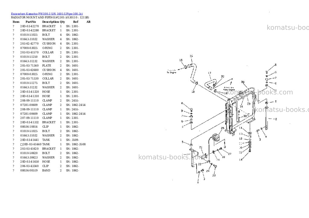Komatsu PW100-3 S/N 1601-UP Parts catalog cover Page 10 Komatsu PW100-3 S/N 1601-UP Parts catalog cover Page 10