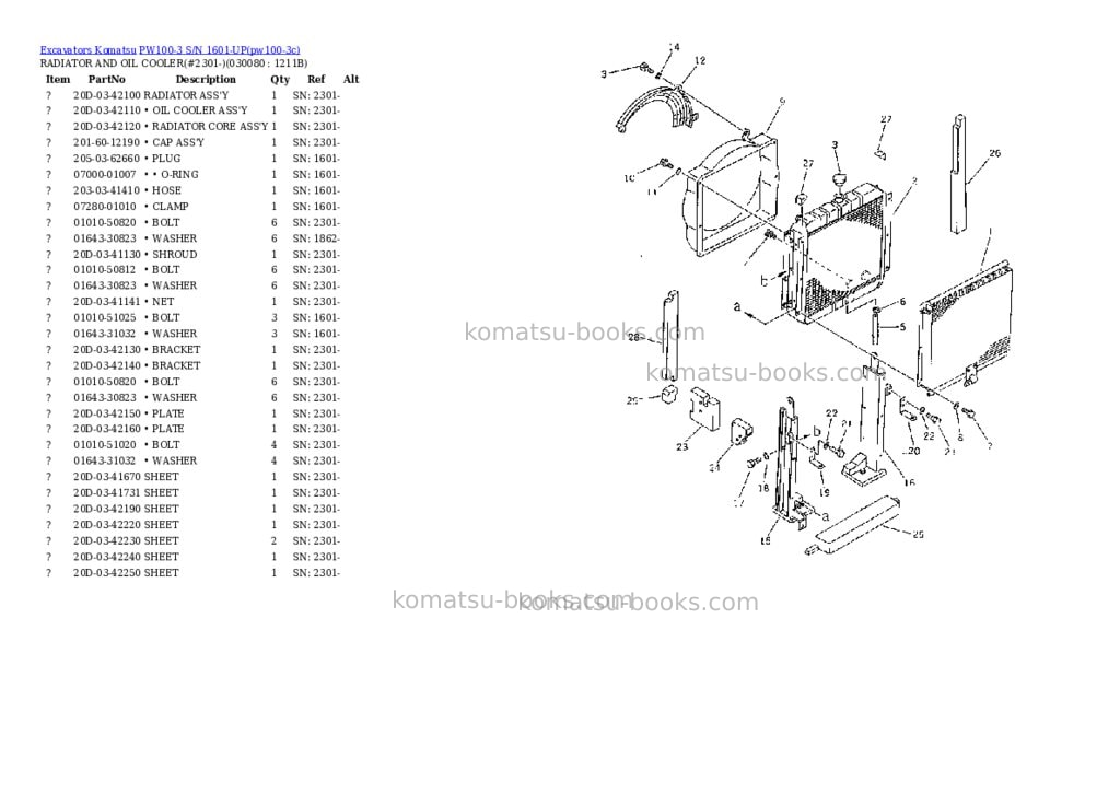 Komatsu PW100-3 S/N 1601-UP Parts catalog cover Page 7 Komatsu PW100-3 S/N 1601-UP Parts catalog cover Page 7