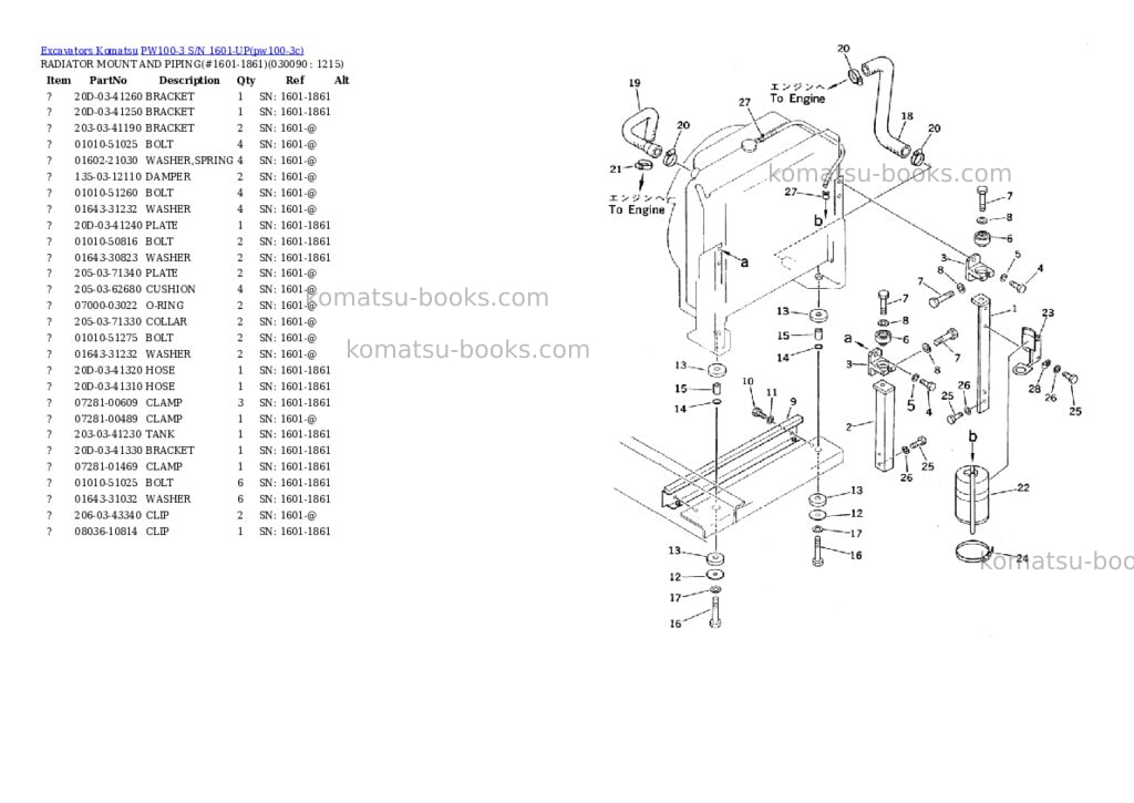 Komatsu PW100-3 S/N 1601-UP Parts catalog cover Page 8 Komatsu PW100-3 S/N 1601-UP Parts catalog cover Page 8