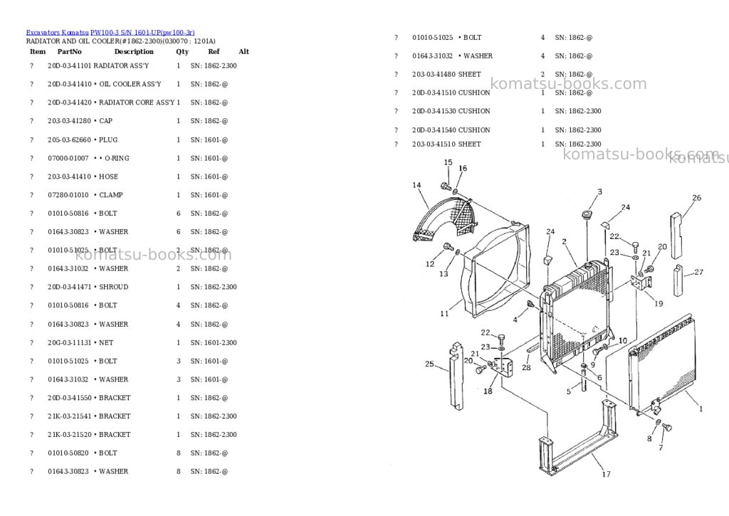 Komatsu pw100-3 s/n 1601-up Parts catalog cover Page 6 Komatsu pw100-3 s/n 1601-up Parts catalog cover Page 6