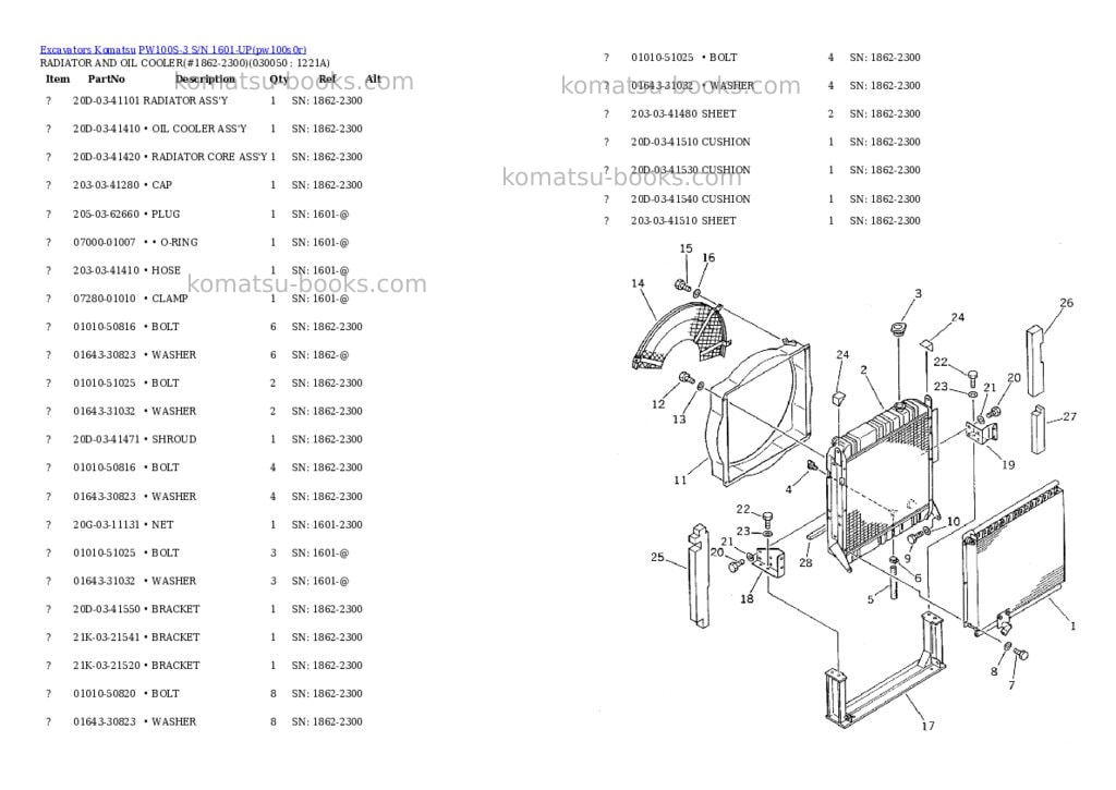 Komatsu pw100s-3 s/n 1601-up Parts catalog cover Page 4 Komatsu pw100s-3 s/n 1601-up Parts catalog cover Page 4