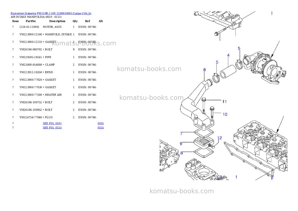 Komatsu pw110r-1 s/n 2260010001-up Parts catalog cover
