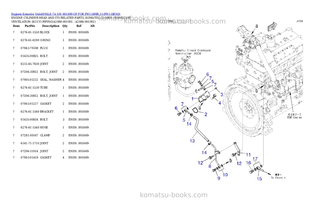Komatsu SAA4D95LE-7A S/N 801699-UP FOR PW118MR-11 Parts catalog cover Page 2