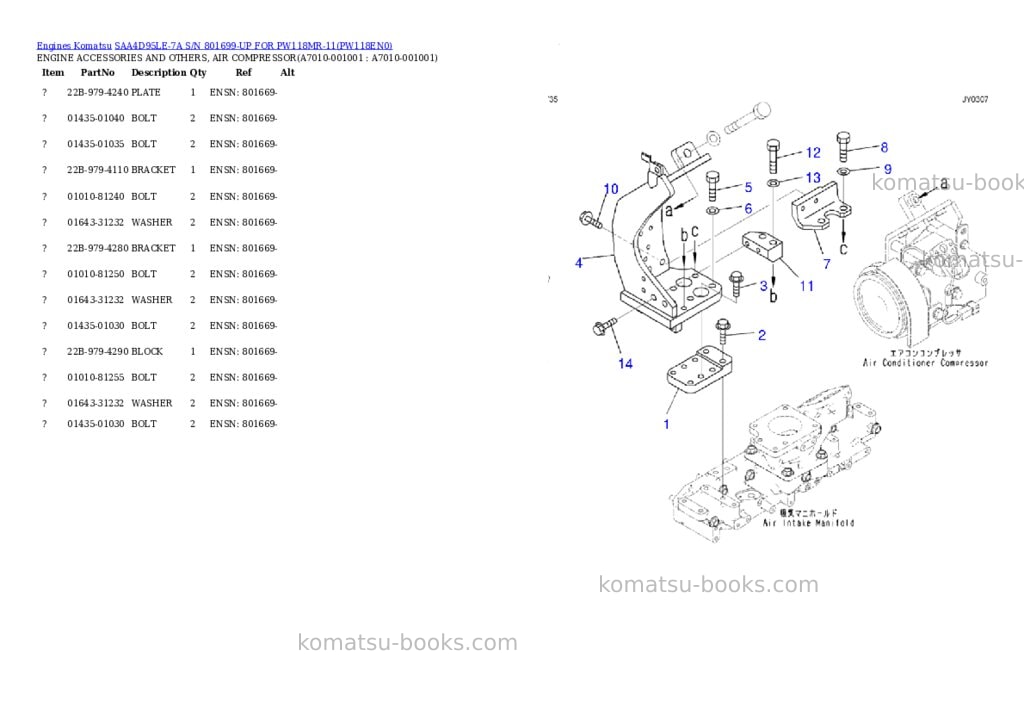 Komatsu SAA4D95LE-7A S/N 801699-UP FOR PW118MR-11 Parts catalog cover Page 4