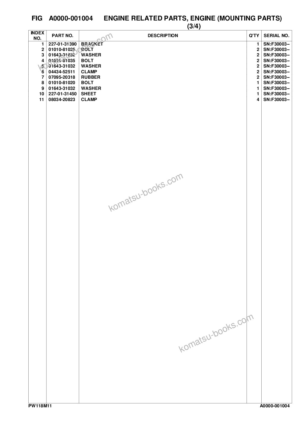 Komatsu pw118mr-11 s/n f30003 and up Catalogue de pièces couverture Page 9