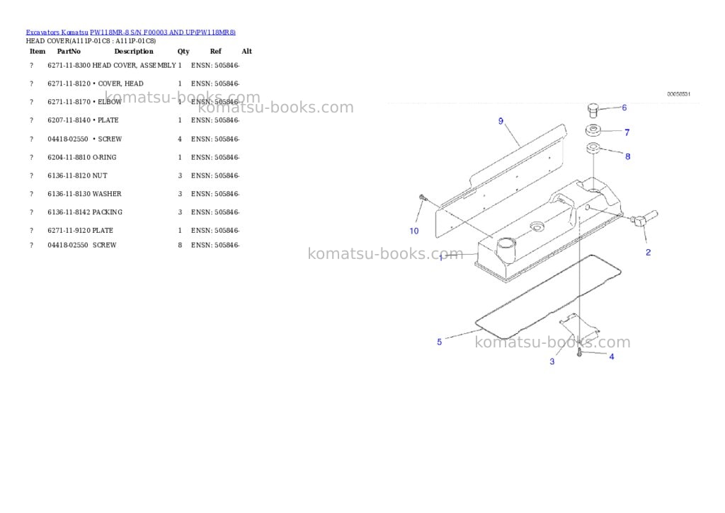 Komatsu pw118mr-8 s/n f00003 and up Parts catalog cover Page 3 Komatsu pw118mr-8 s/n f00003 and up Parts catalog cover Page 3