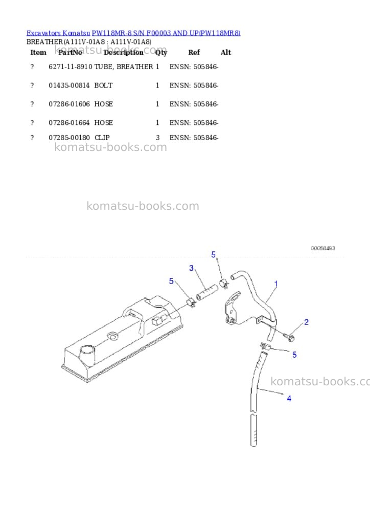 Komatsu pw118mr-8 s/n f00003 and up Parts catalog cover Page 4 Komatsu pw118mr-8 s/n f00003 and up Parts catalog cover Page 4