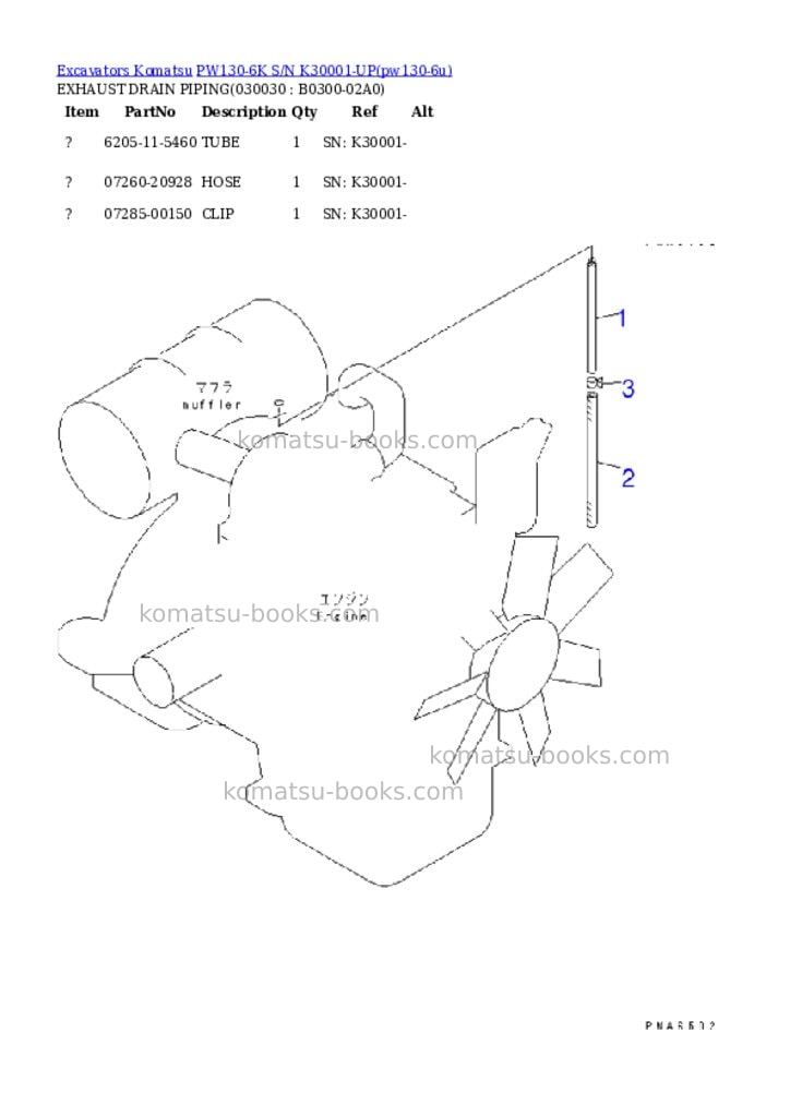 Komatsu pw130-6k s/n k30001-up Parts catalog cover Page 2