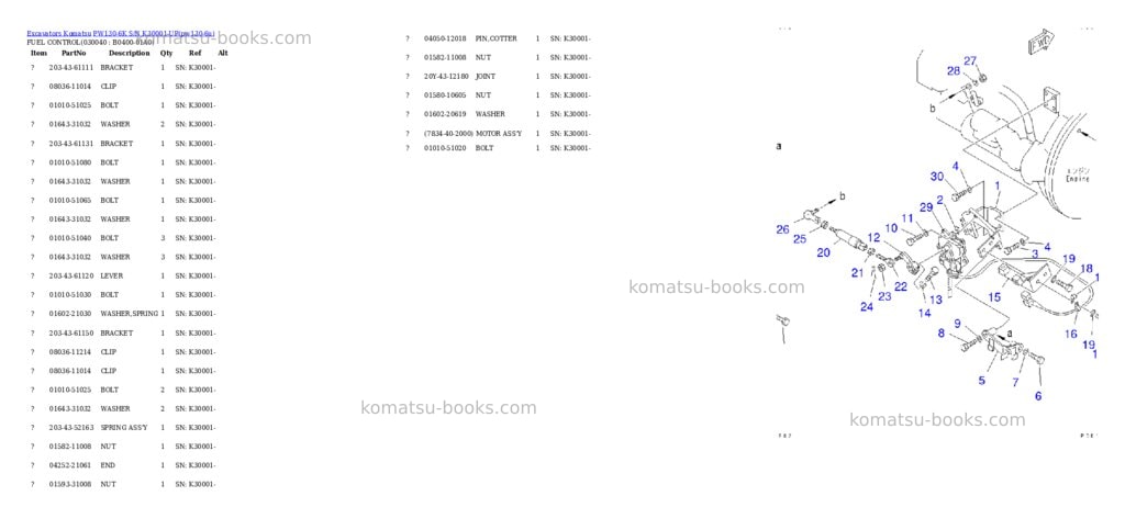 Komatsu pw130-6k s/n k30001-up Parts catalog cover Page 3