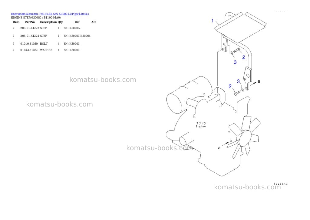 Komatsu pw130-6k s/n k30001-up Parts catalog cover Page 7