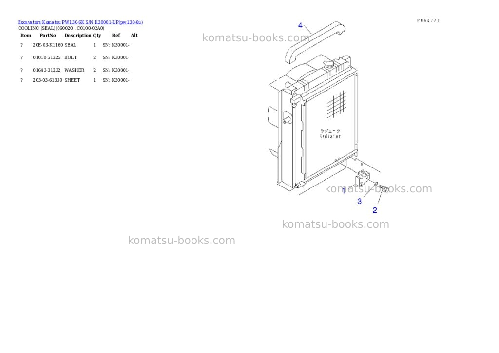 Komatsu pw130-6k s/n k30001-up Parts catalog cover Page 9