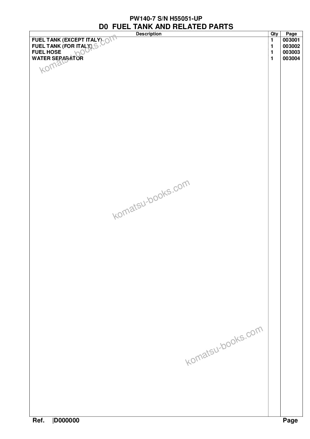 Komatsu pw140-7 s/n h55051-up Catalogo ricambi copertina Pagina 5