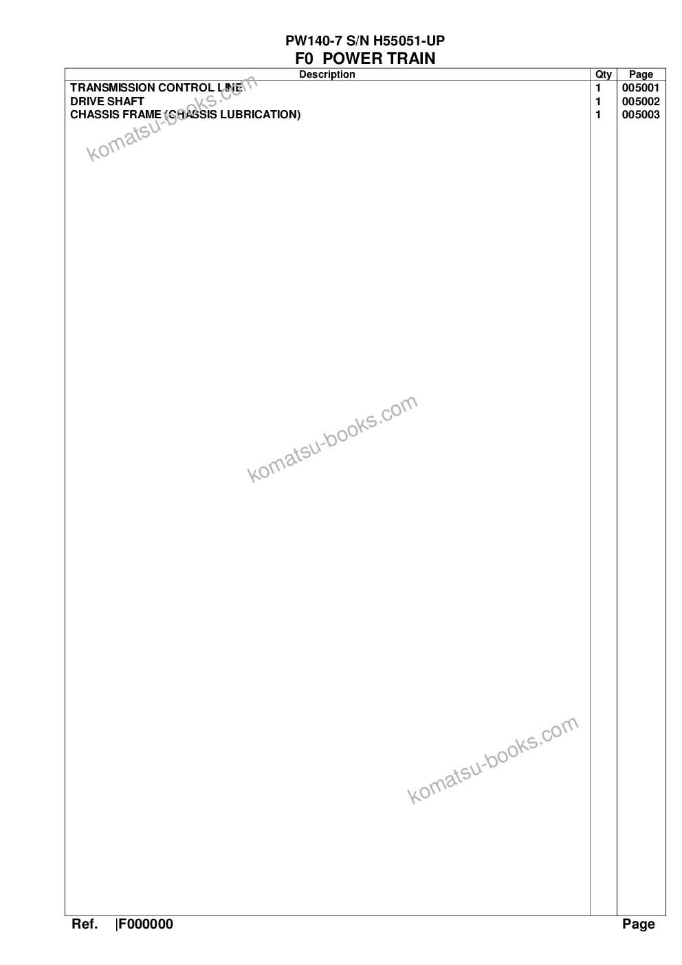 Komatsu pw140-7 s/n h55051-up Catalogo ricambi copertina Pagina 7